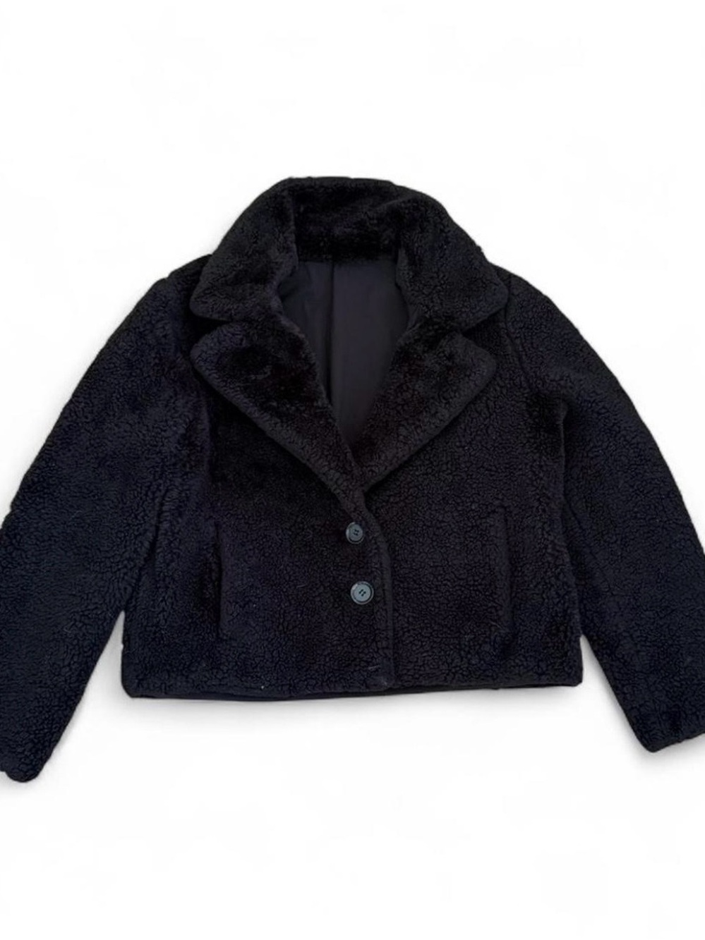 Maralyn & Me Black Teddy Jacket with Wide Collar